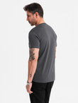 Men's BASIC classic cotton T-shirt with a serape neckline - graphite V3 OM-TSBS-0237