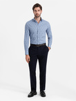 Klasyczna męska bawełniana koszula SLIM FIT w kraby - jasnoniebieska V6 OM-SHCS-0156