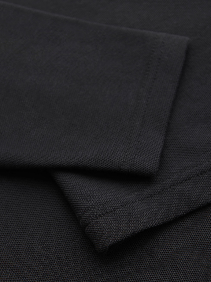 Longsleeve męski z kołnierzykiem polo BASIC – czarny V2 OM-POBL-0114