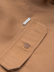 Męska bawełniana koszula REGULAR FIT z kieszeniami zapinanymi na guziki - camel V2 OM-SHCS-0146