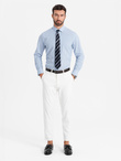 Men's REGULAR FIT cotton shirt with vertical stripes - blue and white OM-SHOS-0155