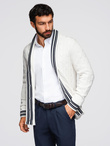 Knitted monochrome men's viscose cardigan - navy blue V1 OM-SWCD-0126