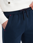Men's sweatpants with contrast stitching - navy blue V4 OM-PASK-0145