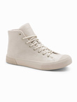 Men's high-top sneakers shoes with rubber toe - cream V1 OM-FOSH-0138