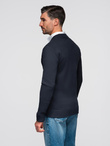Men's smooth zip sweater - navy blue V1 OM-SWZS-0146