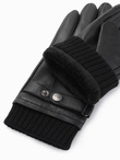 Men's eco suede gloves with welt - black V1 OM-ACGL-0112