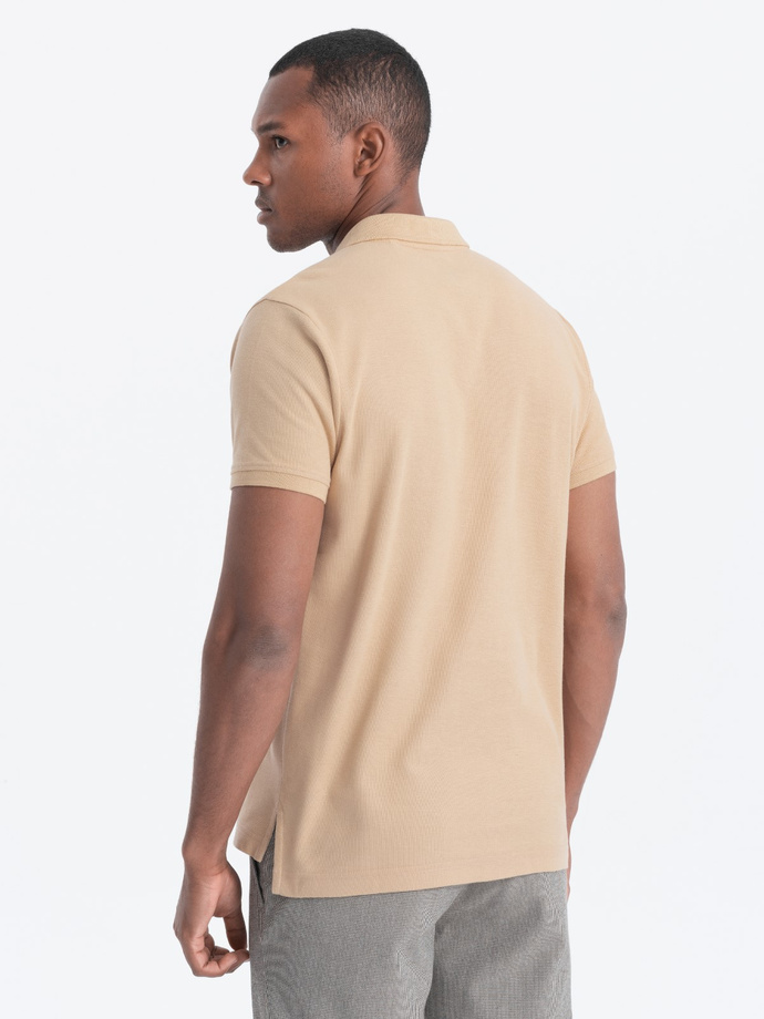 Men's classic cotton polo shirt - beige S1374
