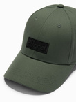 Men's baseball cap with visor and rectangular patch - khaki V6 OM-ACCS-0104