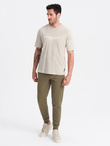 Men's BASIC cotton jogger sweatpants - olive V2 OM-PABS-0174