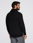 Men's cotton cardigan sweater with shawl collar - black V4 OM-SWCD-0153