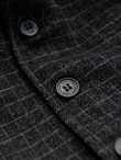 Men's wool blend vest with checkered lapels - graphite V1 OM-BLZV-0110