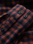 Koszula męska flanelowa w kratę - granatowo-ceglasta V6 OM-SHCS-0150