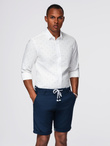 Klasyczna męska bawełniana koszula SLIM FIT w kotwice - biała V3 OM-SHCS-0156