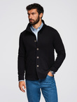 Men's button-down sweatshirt with stand-up collar - black V6 OM-SSZP-0240