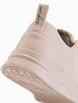 Men's monochromatic sports style shoes with stitching - beige V2 OM-FOCS-0159