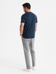 Klasyczny T-shirt męski bawełniany BASIC - granatowy V2 OM-TSBS-0236