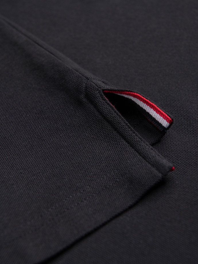 Men's polo shirt with colored accents - black V3 OM-POSS-0105