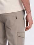 Men's JOGGER pants with zippered cargo pockets - beige V2 OM-PAJO-0123
