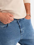 Men's CARROT FIT denim pants with subtle rubbing - blue V1 OM-PADP-0162