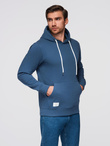 Bluza męska dresowa BASIC kangurka z kapturem - granatowa V4 B1674
