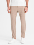 Men's classic cut pants in fine check - sand V2 OM-PACP-0187