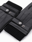 Men's eco suede gloves with welt - black V1 OM-ACGL-0112