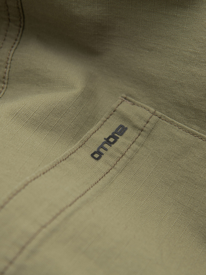 Men's JOGGER pants with zippered cargo pockets - light olive V1 OM-PAJO-0135