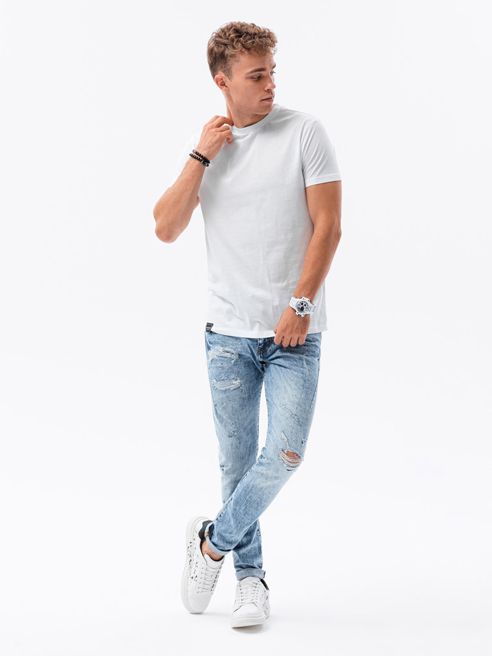 T-shirt męski z nadrukiem - biały V1 S1682