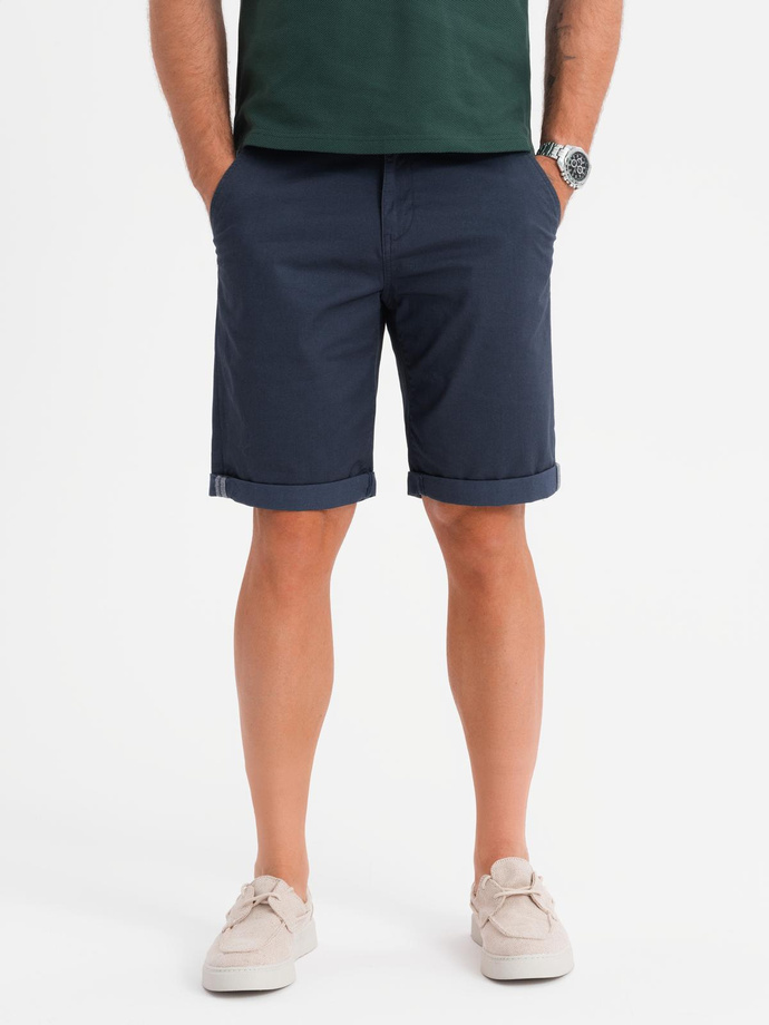 Men's classic chino shorts with rolled up leg - navy blue V10 OM-SRCS-0197