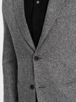 Men's casual blazer with decorative pin on lapel - grey melange V1 OM-BLZB-0120