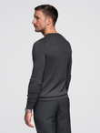 Elegant men's sweater with a heart neckline - graphite V17 OM-SWBS-0107