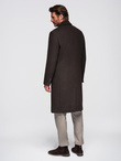 Men's coat with asymmetrical fastening and high collar - light brown V4 OM-COWC-0120