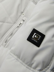 Men's quilted jacket with hooded ramonesque cut - light grey V4 OM-JAHP-0252