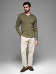 Men's sweater with viscose and spread neckline - olive V1 OM-SWZS-0124 