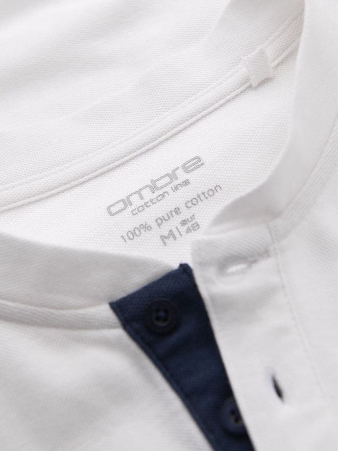 Men's collarless polo shirt - white V1 OM-TSCT-0156