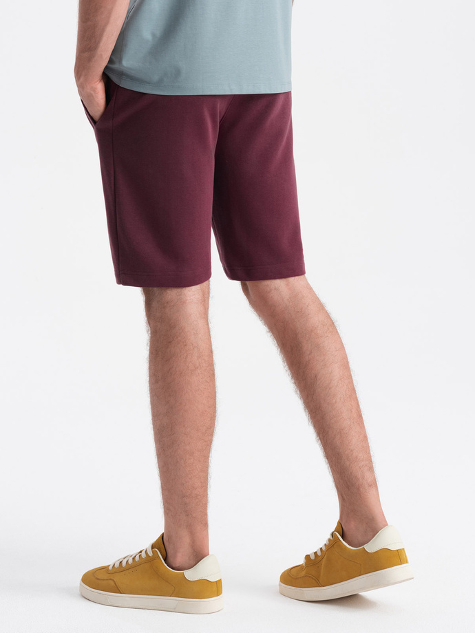 Men's pre-knee BASIC sweat shorts - maroon V3 OM-SRBS-0149