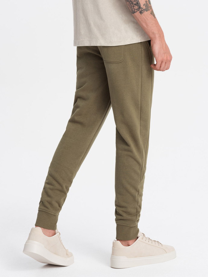 Men's BASIC cotton jogger sweatpants - olive V2 OM-PABS-0174