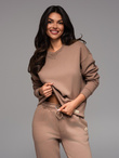 Klasyczna dresowa bluza unisex z okrągłym dekoltem – brązowa V16 OU-SNBC-0104