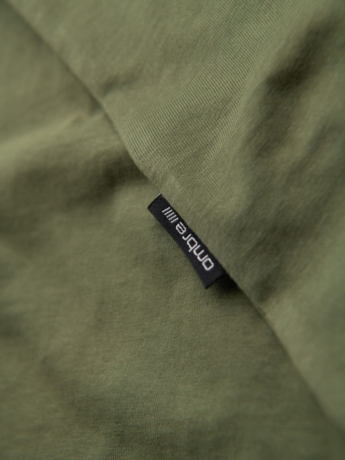T-shirt męski klasyczny bawełniany BASIC - khaki V6 OM-TSBS-0236