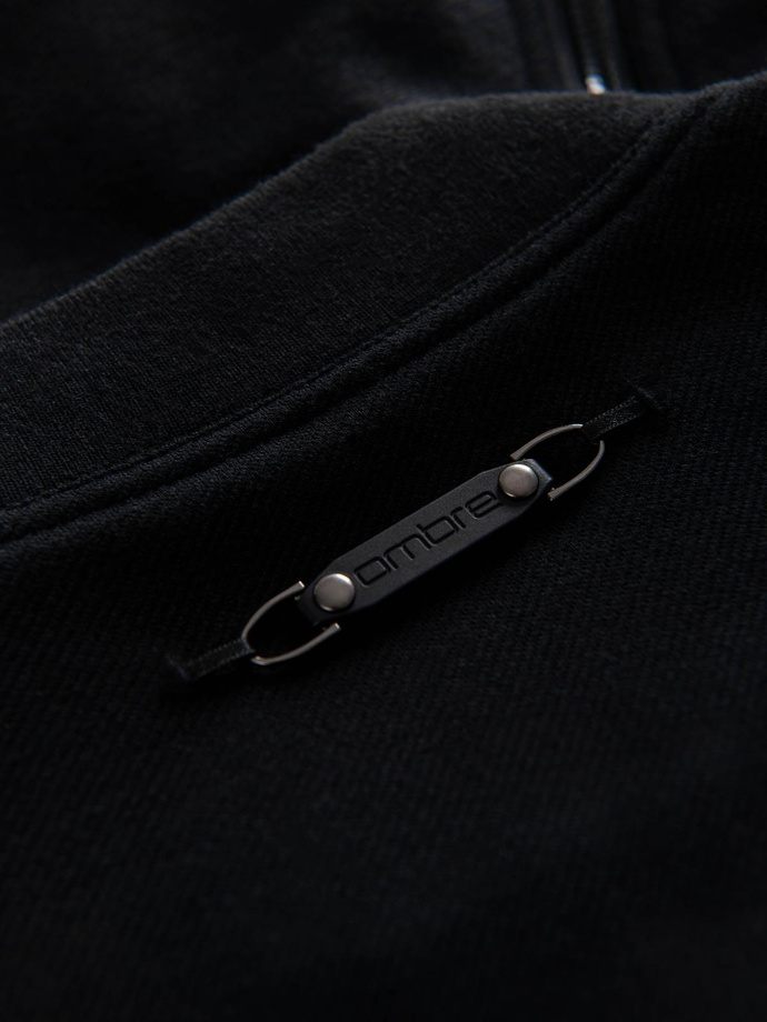 Men's quilted jacket with high zipped hood - black V1 OM-JAHP-0238