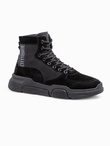 Men's ankle sneaker boots with sculpted sole - black V1 OM-FOBO-0122