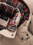 Men's puffer jacket with check lining - beige V2 OM-JAHP-0205
