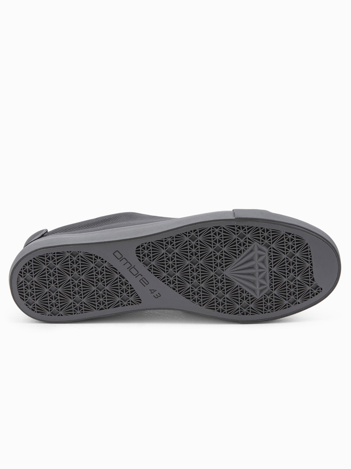 Casual one-color men's sneakers with combined materials - gray V5 OM-FOCS-0105