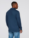 Men's structured knit polo collar sweatshirt - dark blue V5 OM-SSNZ-0149