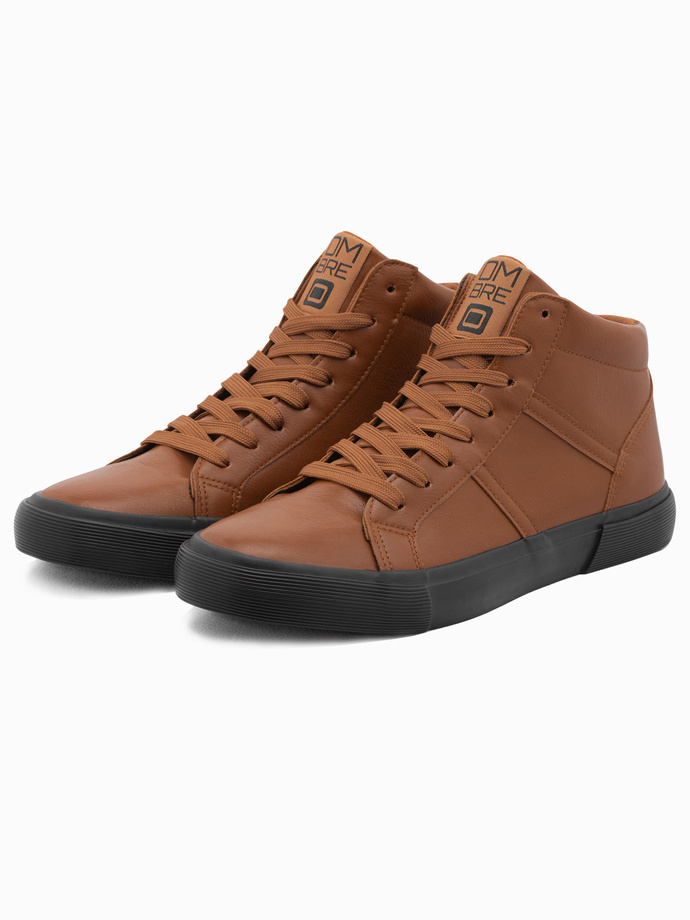 Men's ankle sneakers with contrasting sole - camel V5 OM-FOTH-0124