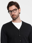 Monochrome knitted men's viscose cardigan - black V2 OM-SWCD-0126 