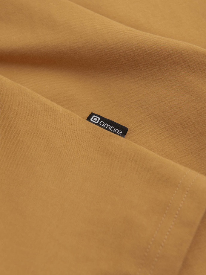 Men's BASIC longsleeve with round neckline - mustard V10 OM-LSBL-0106