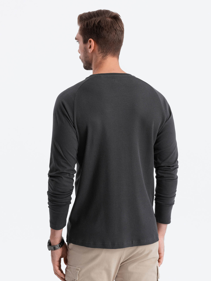 Longsleeve męski o strukturze "wafla" - grafitowy V5 OM-LSCL-0109