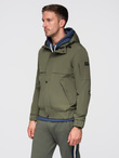 Men's functional transitional jacket with hood - olive V2 OM-JANP-0225