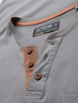 Men's t-shirt with button neckline and suede trim - grey V3 OM-TSCT-0206
